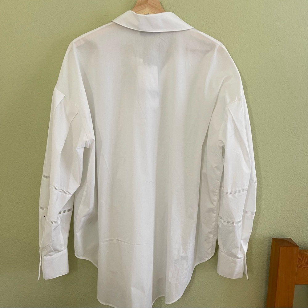Zara Oversized White Poplin Shirt with Voluminous Sleeves, Size M - Picture 3 of 9